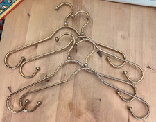 4 Vintage MCM Gold-Tone Clothes Hangers Hammered Metal Wedding Boutique Style