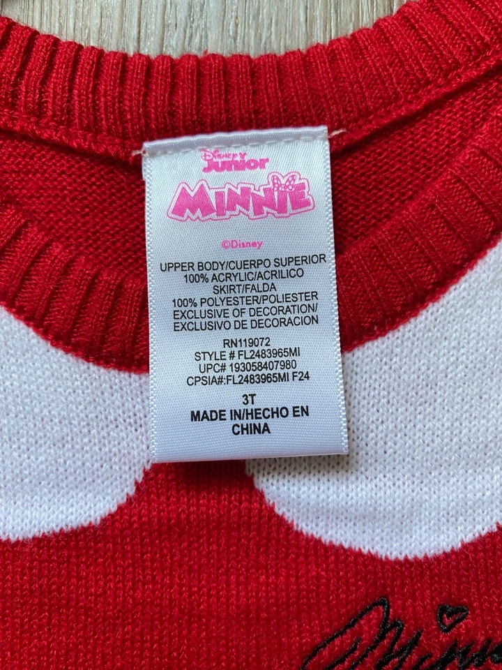 DISNEY JUNIOR Nuevo Vestido o Disfraz de Minnie Mouse~Niña Talla 3T~Mangas Cortas~NUEVO CON ETIQUETAS Foto 4 de 4