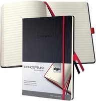 Sigel Notizbuch Conceptum, Din A4, Liniert, Schwarz/Rot