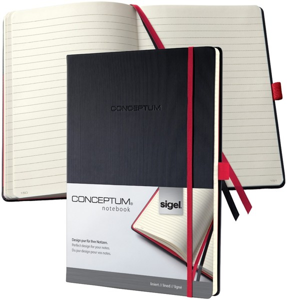 Sigel Notizbuch Conceptum, Din A4, Liniert, Schwarz/Rot-image