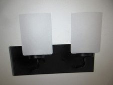 Progress Lighting Merry 2-Light Matte Black Etched Glass Transitional Wall Light