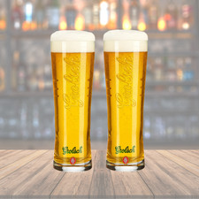 2x Authentic Grolsch Tall Pint Beer Lager Glasses – 20oz RARE DESIGN