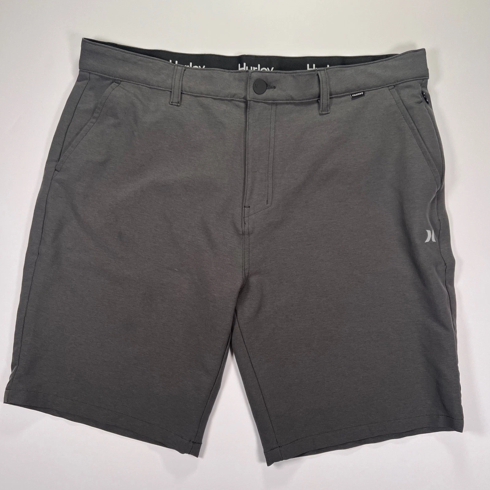 Hurley Mens Hybrid Walk Shorts Charcoal Grey Heather Stretch Board ShortSize 36