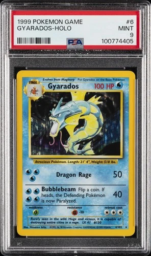 1999 POKEMON BASE SET UNLIMITED #6 GYARADOS-HOLO PSA 9