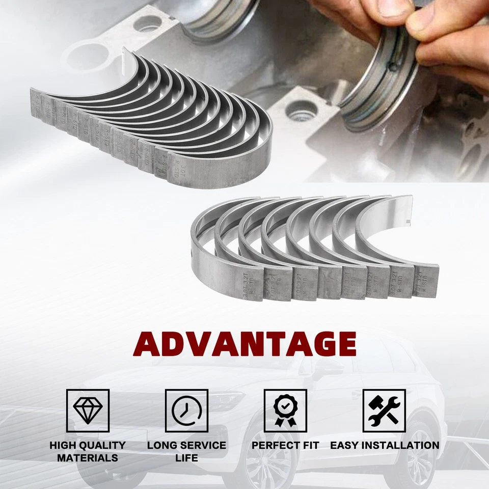 Cojinete de varilla de conector + cojinete del cigüeñal 20 piezas para Audi A4 A5 A6 A7 A8 S4 S5 Foto 3 de 4