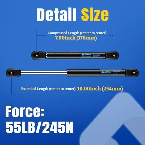 55lb Gas Struts for Truck Tool Box & Cabinet Door - 2 Pcs 10 Inch ...