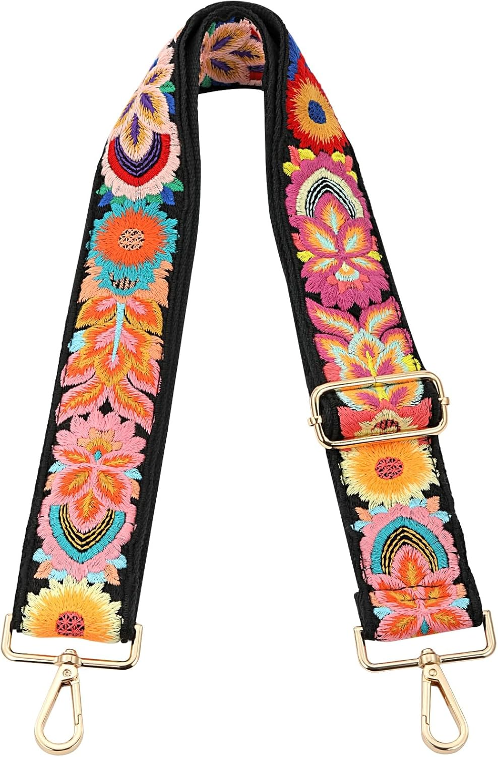 Crochet Floral Black Wide Knit Crossbody Purse Replacement Strap