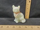 Vintage Fenton Glass Opalescent Iridescent White Cat  Figurine