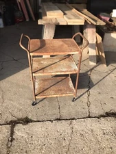Antique nicely aged COSCO rolling cart 3 tier tray cart stand
