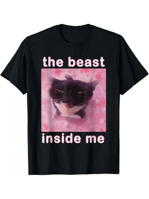 [Funny Cat Meme Tee] 100% Cotton Funny Cat Meme The Beast Inside Me - 180g