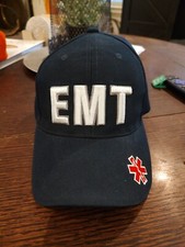 EMT Baseball Cap Navy Blue White Letters Hook And Loop Closure