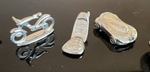 Vintage Monopoly 2000 Millennium Edition Game Replacement 8 Pewter Pieces Tokens - Picture 3 of 4