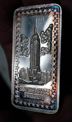1オンス 銀製バー FINE SILVER 999 1975 NY EMPIRE STATE BUILDING Trade Center 1oz 999 FINE Silver art