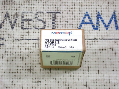 New Mersen Ferraz Shawmut ATQR1/2 1/2 Amp 600V Time Delay Class CC Fuse Box Of 8