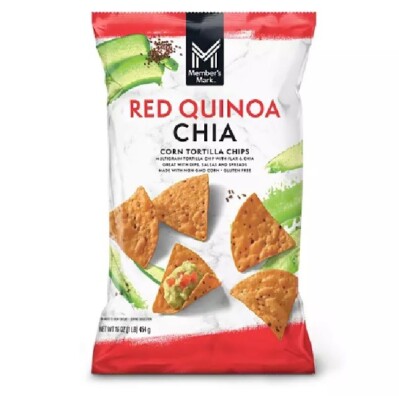 RED QUINOA CHIA Flax Corn Tortilla Chips 16 oz. Member's Mark