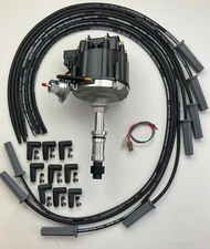BUICK 340 350 SMALL BLOCK HEI DISTRIBUTOR + 8.5mm BLACK UNIVERSAL Plug Wires
