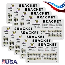 10 Packs Dental Orthodontic Brackets Metal Braces Standard Roth 022 Hooks 3-4-5