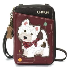 Chala Westie Faux Leather Wallet Crossbody Bag (Maroon) NWT