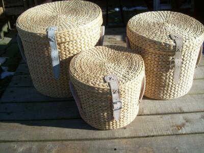 3 er Set Körbe Aufbewahrungs Korb basket Tray Natural Wäsche geflochten