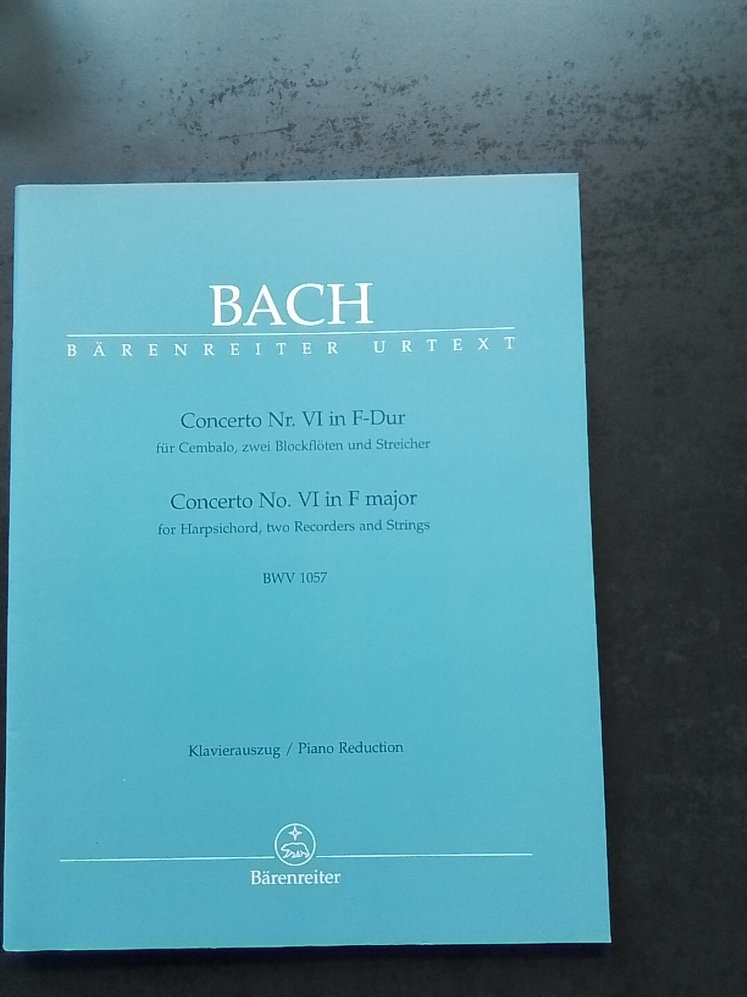 Partition Bach BWV 1027 piano concerto numero 6 fa majeur musique baroque