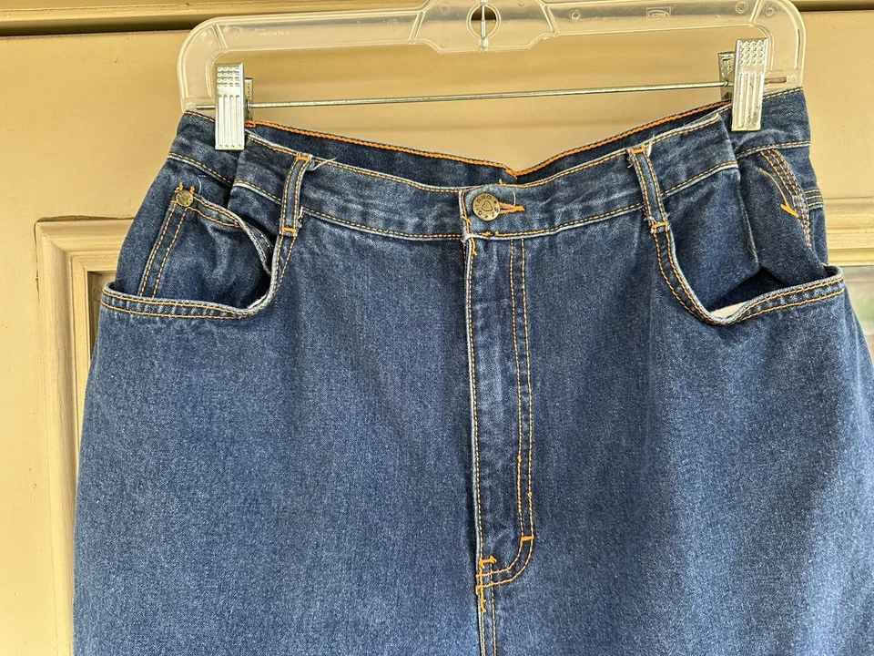 VTG Gitano Jeans Straight Wide Leg Orange Stitching Size 18 “ALTERED WAIST READ” - Image 2 of 4