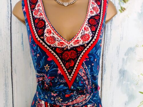 MONSOON MAXI DRESS Size 14 , Floral Stretch V-Neck Sleeveless Holiday Occasion - Picture 5 of 9