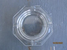 Vintage 4 1/2" Octagon Retro Pressed Clear Glass Ashtray