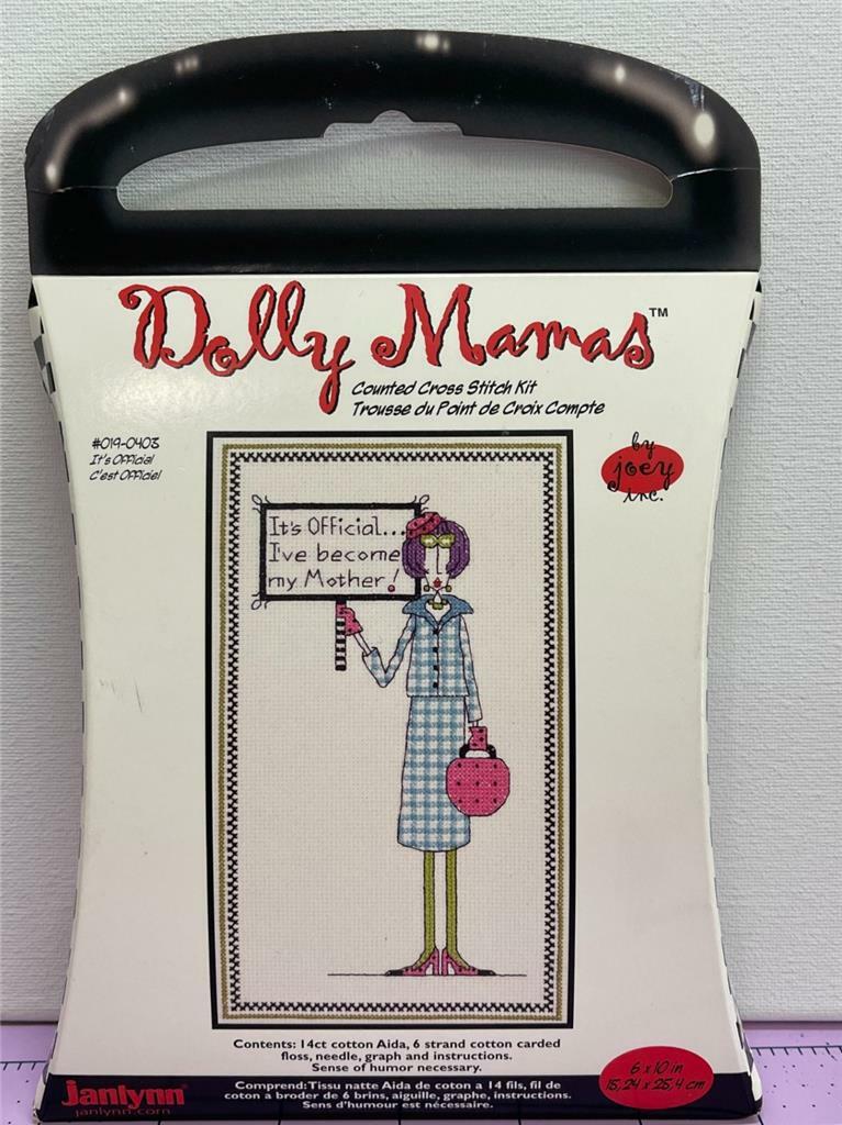 JANLYNN DOLLY MAMAS Counted Cross Stitch Kit IT'S OFFICIAL! 6" x 10