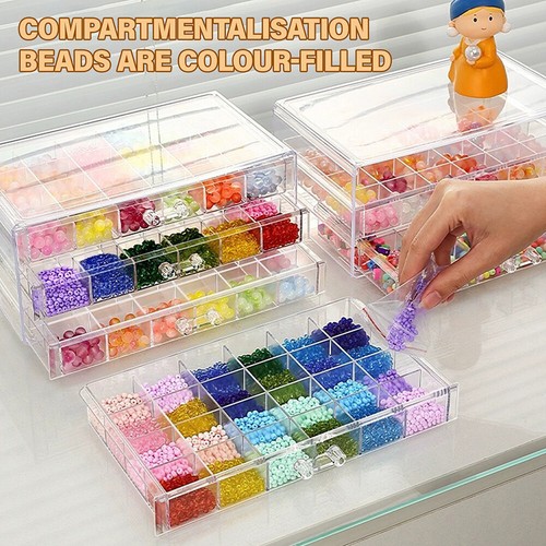 72 Grids Compartment Storage Box, 3 Drawers for Crafts, Nail Art Supplies - Picture 3 of 15