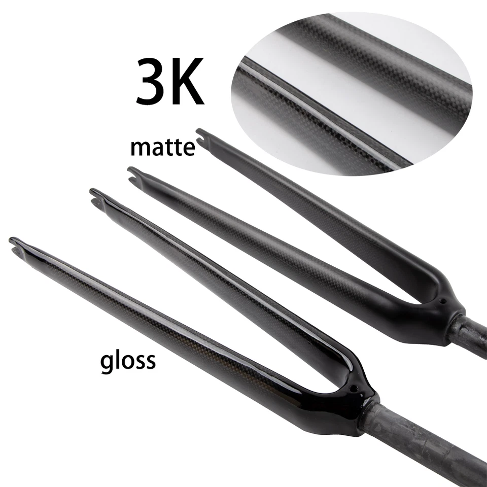 25.4mm Rigid Fork 700C Carbon Fiber Road Bike Fork Straight Tube 1 Inch QR Fork - Image 4 of 4