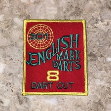 Vintage 301 English Mark Darts 8 Dart Out Embroidered Patch rectangle Red Green