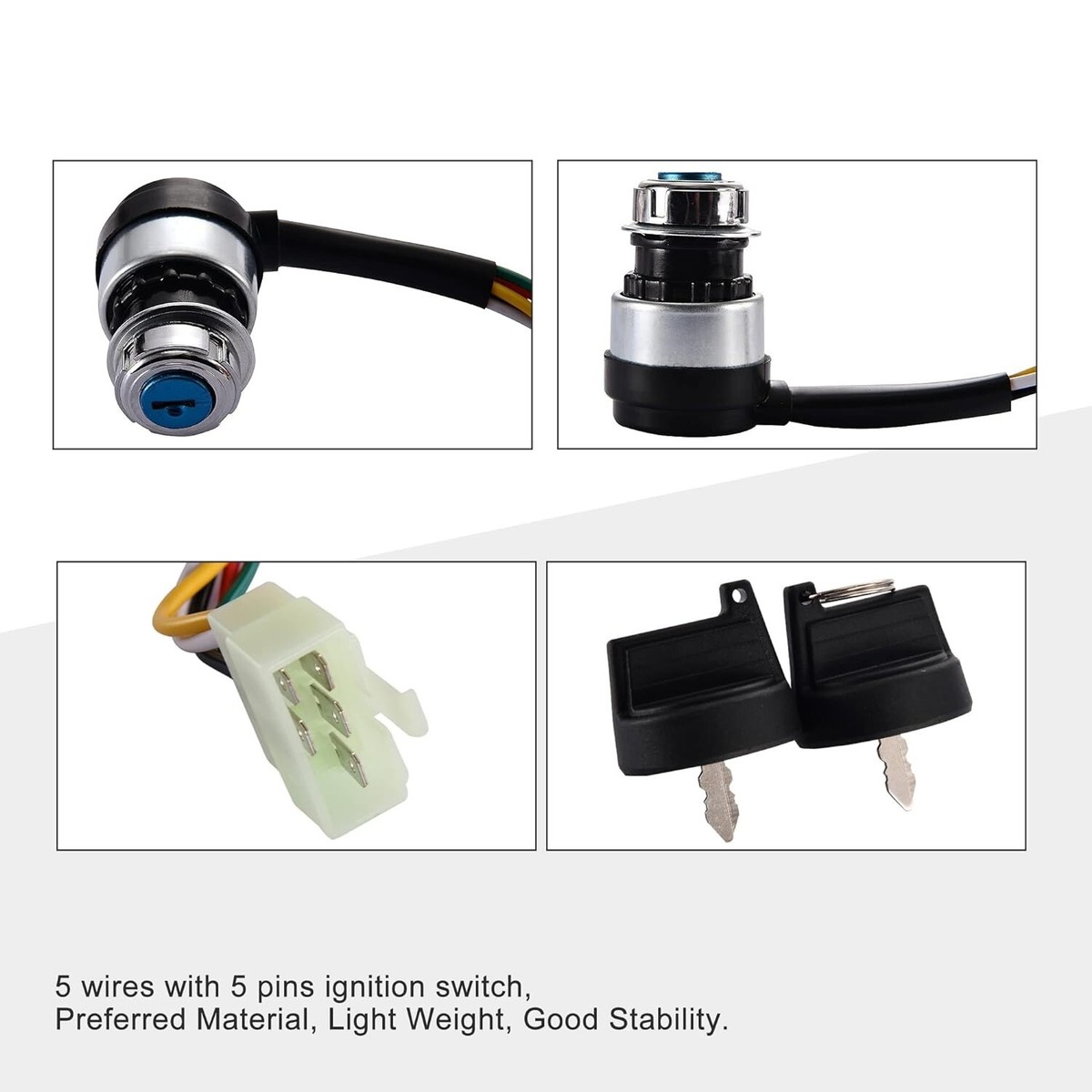 Ignition Key Switch Go Kart ATV UTV 5 Pin Wire Chinese 50cc 150cc