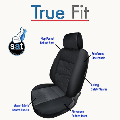 TrueFit Black Seat Covers for Nissan Qashqai Wagon J11 Wagon: 06/2014 to 07/2022 - Picture 3 of 10