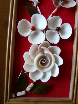 Paire De Cadres Carrés Vintage Artisanat Philippin - Coquillage Et Fleur