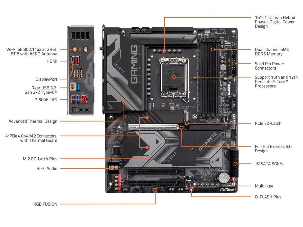 GIGABYTE Z790 GAMING X AX LGA 1700 Intel Z790 ATX GIGABYTE Z790 GAMING X AX LGA 1700 Intel Z790 ATX