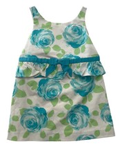 New Janie Jack TEAL GARDEN Rose Peplum Dress Party Fancy Flora 12-18 12 18 M