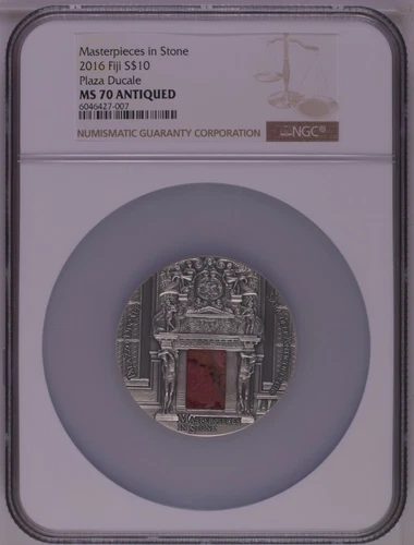 NGC MS70 Fiji 2016 Masterpieces in Stone Plaza Ducale Silver Coin 3oz COA