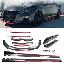 For Nissan Altima Front Bumper Lip Spoiler/ Body Kit+Side Skirt Carbon Fiber