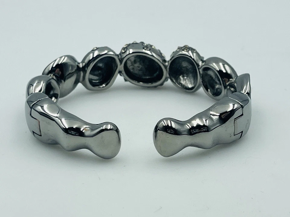 Alexis Bittar Vintage Black Rhodium Plated Rhinestone Moon Rock Design Bracelet - Image 2 of 4