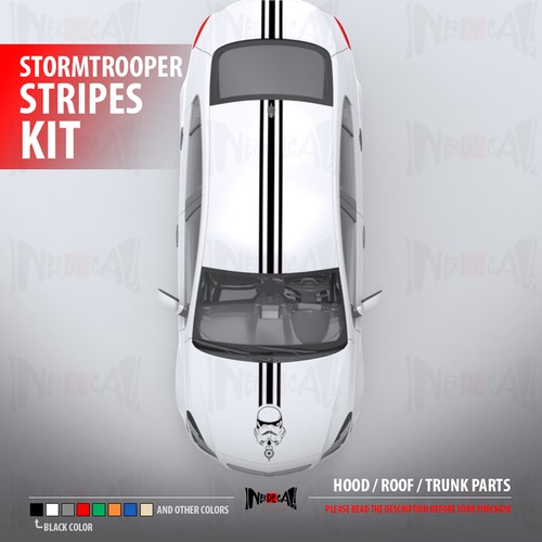 KIT DE RAYAS DE CARRERA STORMTROOPER Calcomanía de vinilo del lado oscuro para automóvil - Imagen 4 de 6