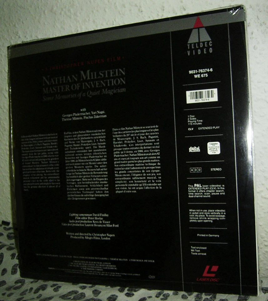 NATHAN MILSTEIN - MASTER OF INVENTION / CHRISTOPHER NUPEN * LASER DISC 1993 OVP - Bild 2 von 4