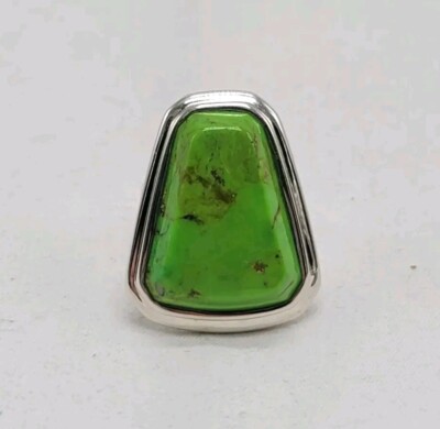 Barse geometrischer grüner Türkis Ring Größe 6,75 Sterlingsilber 925 neu in Box 
