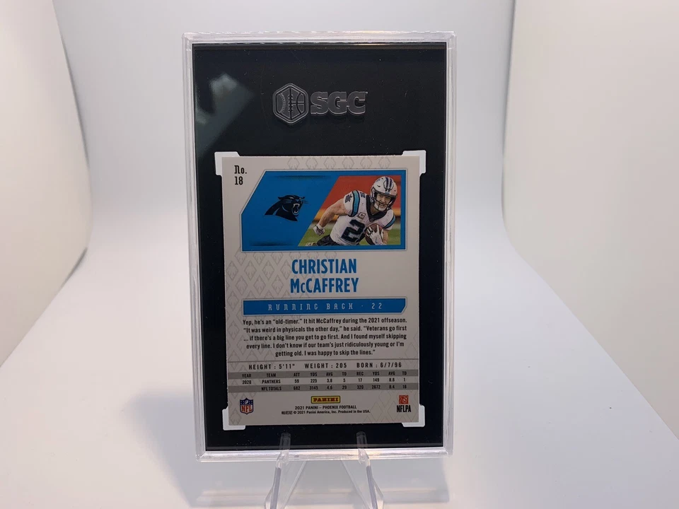 Christian Mccaffrey 2021 Panini Phoenix Fire Burst Prizm #18 SGC 10 - Image 2 of 2
