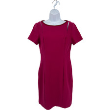 Elie Tahari Women Pink Jonas Cutout Short Sleeve Wool Sheath Dress Size 6