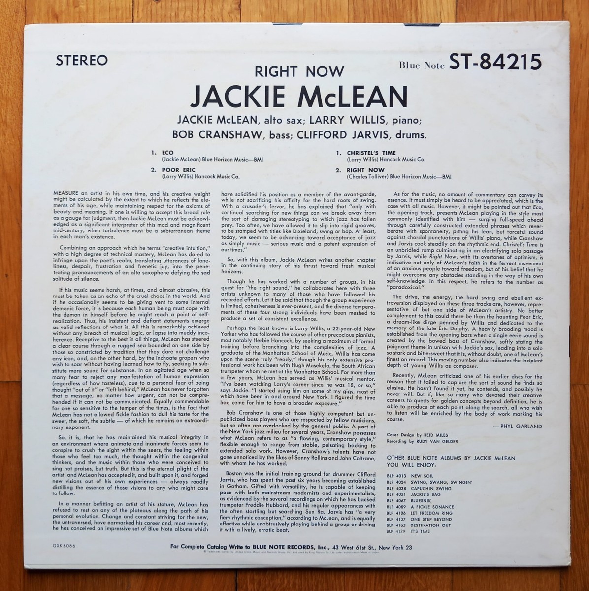 Jackie McLean – Right Now! ( LP Blue Note, 1978. STEREO, GXK-8086