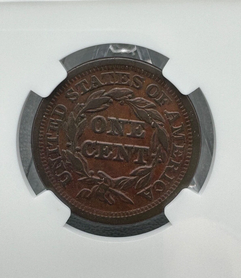 1851/Inverted 18 N-3 Braided Hair Large Cent, NGC VF 35 Brown - Image 3 of 4