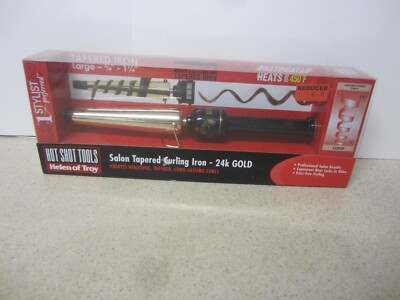 Helen of Troy Hot Shot Tools  Tapered 3/4 - 1 1/4   Salon Curling Iron 24k Gold