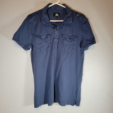Rock Republic Polo Shirt - Mens M - Blue Lightweight Short Sleeve With Pocket