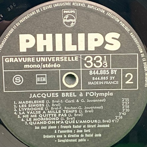 Jacques Brel - Enregistrement Public A L'Olympia LP Vinyle Record - Importation Française - Photo 9/10