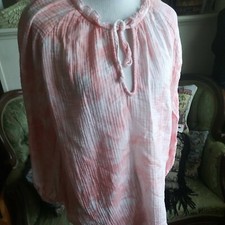 Show Me Your Mumu Ladies Oversized Cotton Tunic Top Peach  Tie Dye Long Sleeve L